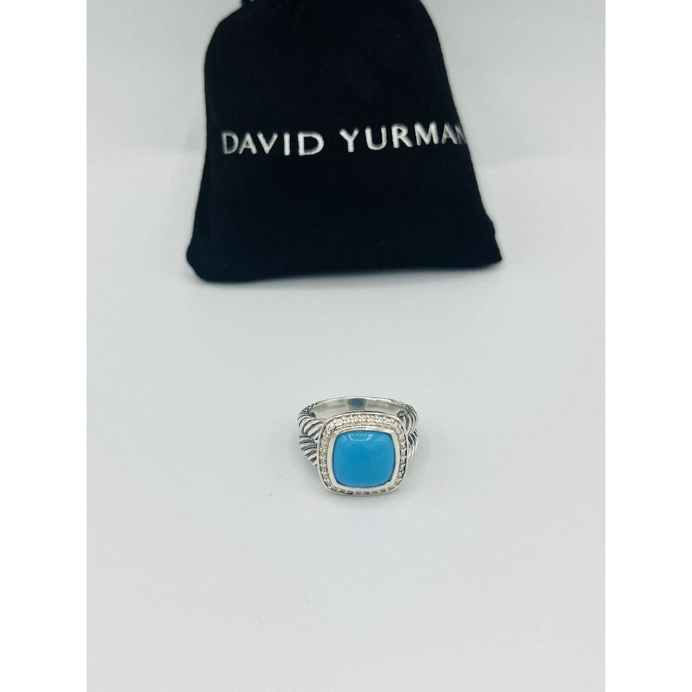 David Yurman Albion 11mm Turquoise & Diamond Ring Size 9